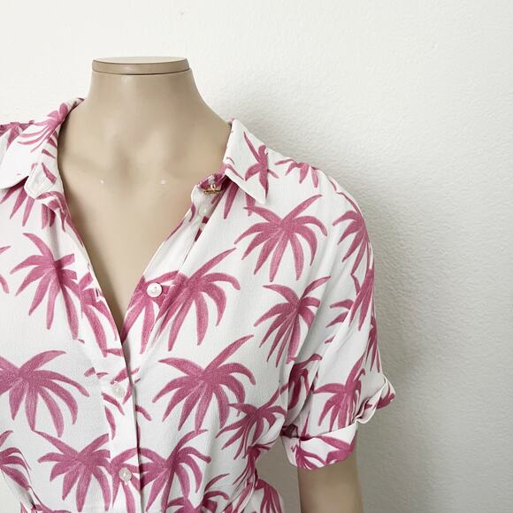 [Anthropologie] x Fabienne Chapot Pink Pretty Palms Boyfriend Cara Dress NWT 12 - Picture 7 of 11